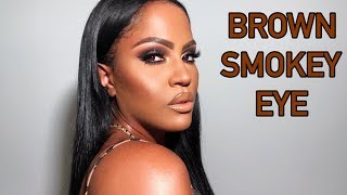 BROWN SMOKEY EYE MAKEUP TUTORIAL  MAKEUPSHAYLA [upl. by Eiggam]