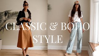 Change Your Style WITHOUT Shopping 4 Boho Chic  4 Classic Minimalist Style Outfits [upl. by Lynea]