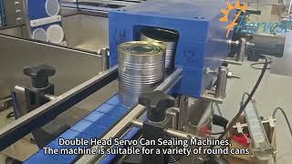 Automatic tin can cleaner sterilizer 12 heads filler dual head sealer capper labeler line [upl. by Bouley314]