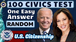 2024 US Citizenship Official USCIS Civics Test Practice Quiz One Easy Answer Random Order [upl. by Aittam]