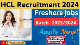 HCL Recruitment 2024 for Freshers  Mass Hiring as Service Desk Analyst  HCL Off Campus Drive 2024 [upl. by Atilam118]