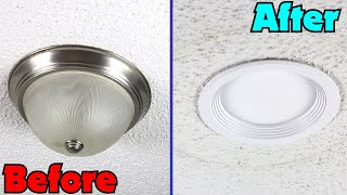 How to Install LED Canless Recessed lighting  Upgrade Flush Mounted Lights [upl. by Bevers]