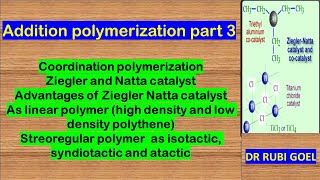 Coordination polymerization  Ziegler and Natta catalyst  mechanism of ziegler natta catalyst [upl. by Neysa]