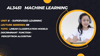 Linear Classification Models Discriminant function – Perceptron algorithm in tamil AL3451 ML [upl. by Ahsienar620]