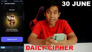 Hamster Kombat Daily Cipher Today 1M Coins 30 June 2024 [upl. by Klos730]