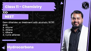 Gem dihalides on treatmentith alcoholic KOH give a Alkyne b Alkene c Alkane d Cyclo alkanes [upl. by Hurwitz827]