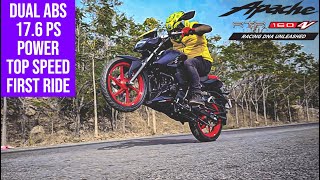 TVS Apache RTR 160 4V Dual ABS 176 PS Power  First Ride Review  GTT Demo [upl. by Ahsenad]