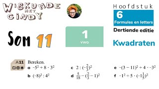 Klas 1 H6 V1 Som 11 Kwadraten van negatieve getallen en BREUKEN met en zonder haakjes REKENVOLGORDE [upl. by Dinsdale]