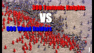 300 Teutonic Knight VS 600 Woad Raider  Age Of Empires 2 Definitive Edition [upl. by Virge]