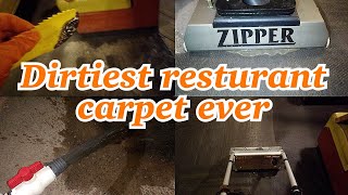 Satisfying filthy greasy traffic lane restaurant carpet cleaning [upl. by Letnahs]