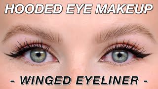 Hooded Eye Makeup Technique  Winged Eyeliner [upl. by Ahsilram]