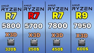 r7 5700x3d vs r7 5800x3d VS R7 7800X3D VS R9 7950X3D VS I9 14900K AMD RYZEN 5700X3D GAMİNG TEST [upl. by Finn54]