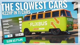 Forza Horizon 4  The Slowest Cars  How Fast Can They Get WORLDS SLOWEST DRAG RACES [upl. by Esinehs]