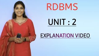 RDBMS  UNIT 2  FULL EXPLAINATION  10 MARKS  OU  SEMESTER  3  💯 PASS‎ shivanipallela [upl. by Meikah470]