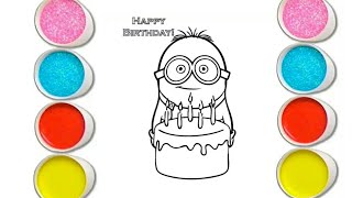 Happy birthday minion drawing easy and step by step minion drawing Drawing for kids [upl. by Ecinahc]