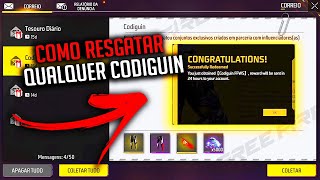 COMO RESGATAR QUALQUER CODIGUIN GRÁTIS NÃO É CLICKBAIT RESGATE TODO CODIGO 2024 FREE FIRE infinito [upl. by Gamali73]