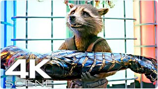 Rocket Gets Buckys Vibranium Arm 2022 4K Scene  Guardians Of The Galaxy 3 Holiday Movie Clip [upl. by Jennine]