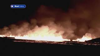 Icelandic Volcano erupts for tenth time in three years near capital [upl. by Dnomzed621]