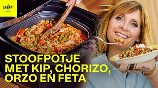 Makkelijk stoofpotje met kip chorizo orzo en feta  Sofie Dumont [upl. by Shellie]