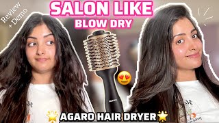 SALON like BLOW DRY at home Tried the Viral AGARO Hair Volumizer Dryer  Review  Demo✨ [upl. by Dora]