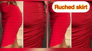 How to make a ruched skirt with elastic how to cut and sew a skirt [upl. by Sansone]