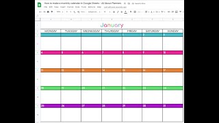 How to make a monthly calendar printable in Google Sheets [upl. by Mariam]