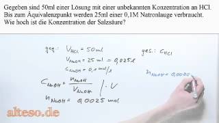 Aufgabe zur Titration von Salzsäure mit Natronlauge [upl. by Elleinet]