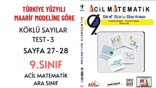 9Sınıf Soru Bankası 1Tema Sayılar Köklü Sayılar Test3 Sayfa 2728 [upl. by Eninaj190]