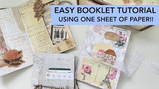 EASY BOOKLET FROM ONE 12x12 PAPER  TUTORIAL  DIY  ONE PAGE CRAFTS  CRAFT WITH ME  FLAT MAIL [upl. by Ave981]