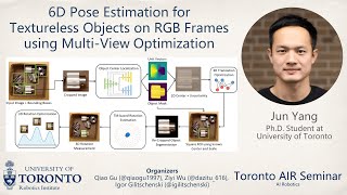 Jun Yang on 6D Pose Est for Textureless Objects on RGB Frames using MV Optimization  AIR Seminar [upl. by Peatroy221]