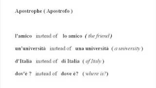 Where and when to use the apostrophe in Italian  Lesson 3 [upl. by Gerardo]