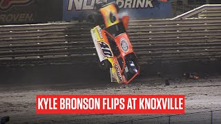 Kyle Bronson Flips After Spectacular Charge At 2023 Knoxville Late Model Nationals [upl. by Anifled]