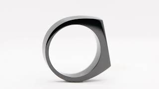 FRMTKZ2526  Black Zirconium Meteorite Inlay Signet Ring [upl. by Tessie]