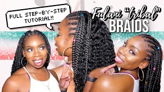 How to Transform Headband Wig into HALF WIG for Fulani TRIBAL Braids w Curly Sewin stepbystep [upl. by Honorine]