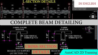 Beam Detailing in AutoCAD  Lsection amp CrossSection of Beam  Complete Tutorial in English [upl. by Raoul]