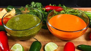 Two TAQUERIA STYLE SALSA Recipes  Traditional Green amp Red Jalapeño for Tacos [upl. by Namrak]