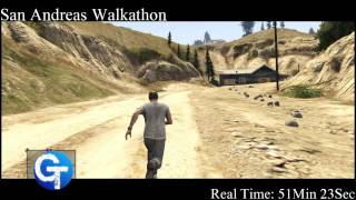 GTA5 サンアンドレアスを徒歩で横断してリバティーシティに高飛びしてみた  Walkathon From MtChiliad to AirPort GTAV walking 観光 散歩 旅 [upl. by Cass]