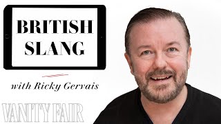 Ricky Gervais Teaches You British Slang  Vanity Fair [upl. by Froma]