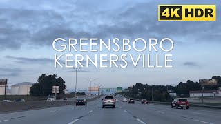 Greensboro to Kernersville North Carolina USA  Driving Tour  4K HDR [upl. by Nilad]