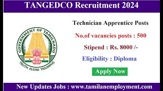 Tangedco recruitment 2024 apply online  Technical Apprentice [upl. by Keith819]