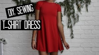 DIY Tshirt Dress  Easy Sewing [upl. by Cordie309]