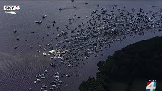 Sea of boats seen at Bayard Point for ‘Boater Skip Day’ [upl. by Leotie]