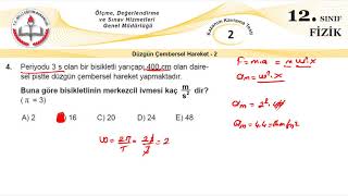 12Sınıf MEB Okul Kursu Fizik KKTesti 02 Düzgün Çembersel Hareket 2 [upl. by Etteinotna]