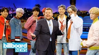 BTS Perform ‘DNA’ on ‘The Late Late Show With James Corden’  Billboard News [upl. by Akirderf437]