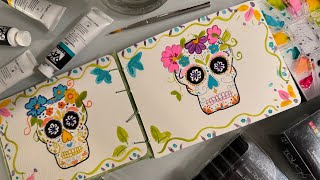 🌼💀💜SUGAR SKULL Sketchbook Spread💜💀🌼 💜for Dia de los Muertos 💜 [upl. by Euqinahs]