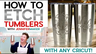 How to Etch Metal at Home DIY Stainless Steel Tumbler with a Cricut Stencil [upl. by Otsugua]