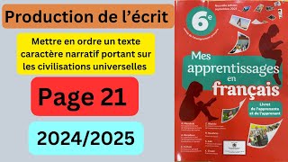 Mes apprentissages en français 6 AEP page 22  Production de lécrit 20242025 [upl. by Hollenbeck]