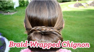 BraidWrapped Chignon  Updos  Cute Girls Hairstyles [upl. by Kallista149]