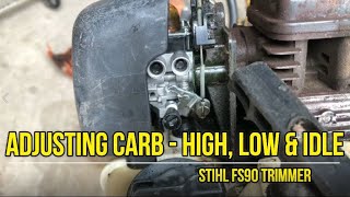 High and Low Carburetor Adjustment on a Stihl Trimmer [upl. by Nylrak359]