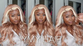 OMG STRAWBERRY BLONDE HIGHLIGHT WIG INSTALL FOR BROWN SKIN  YMY HAIR [upl. by Aneleasor]